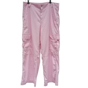 American Eagle Dreamy Drape Super High-Rise Baggy Wide Leg Pink Cargo Pants 12 S